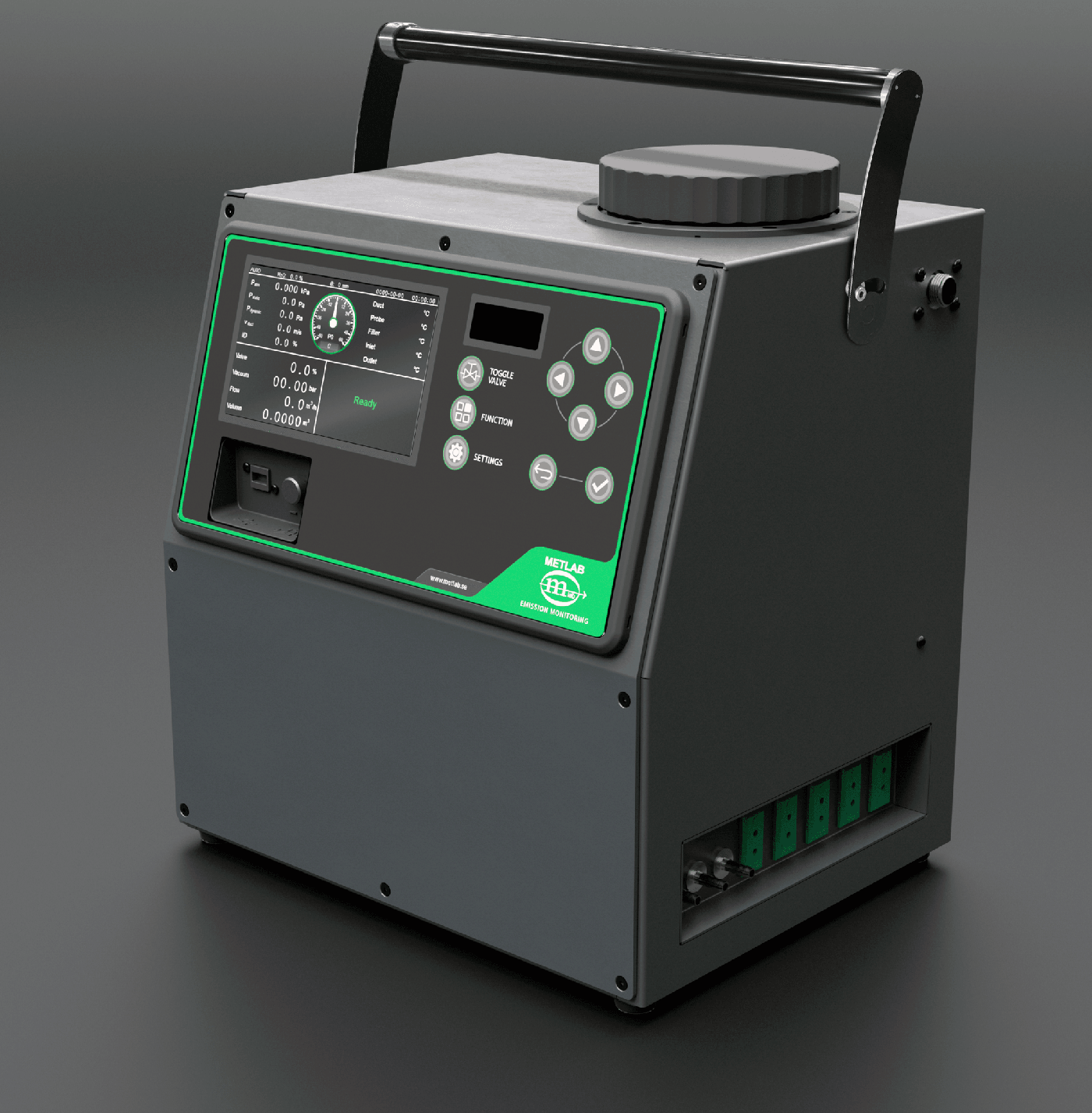 The ADS-1 dust sampler with 7-inch display, keypad and connections