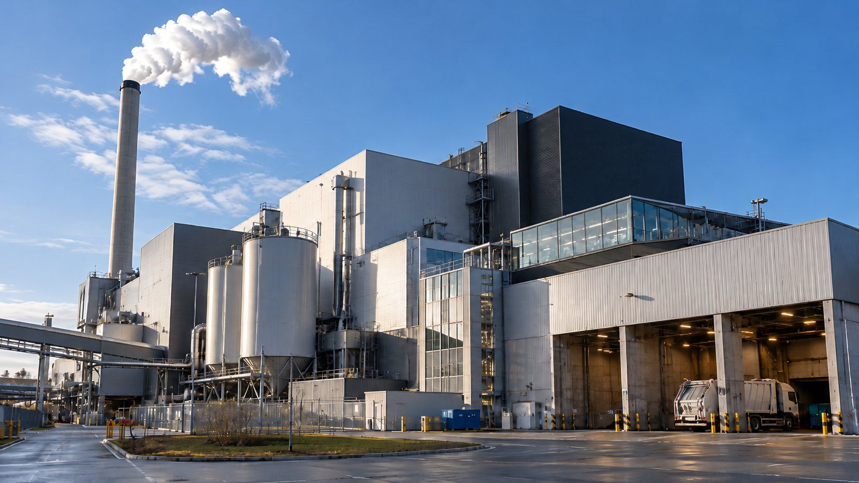 Waste incineration plant with a flue gas plume