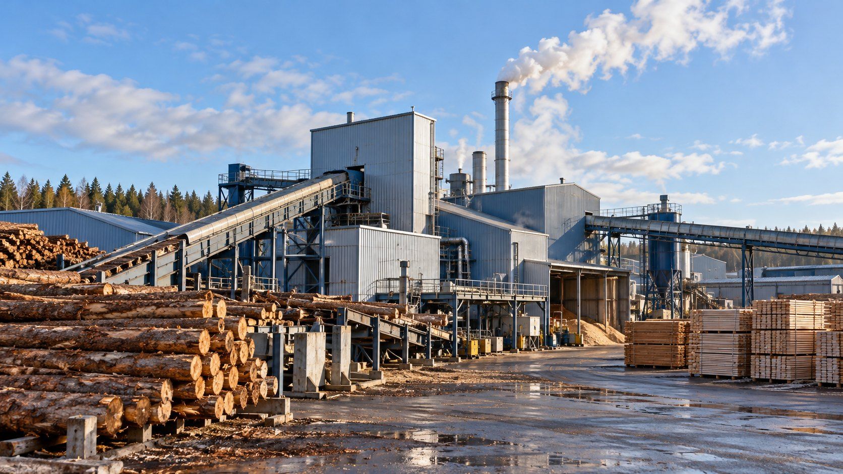 Sawmill with a log yard