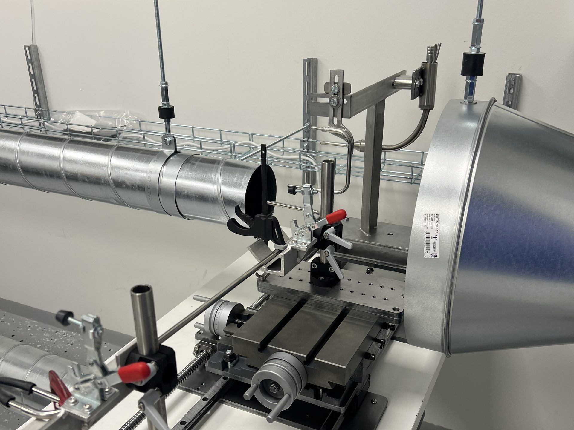 Pitot tubes being calibrated in METLAB's wind tunnel