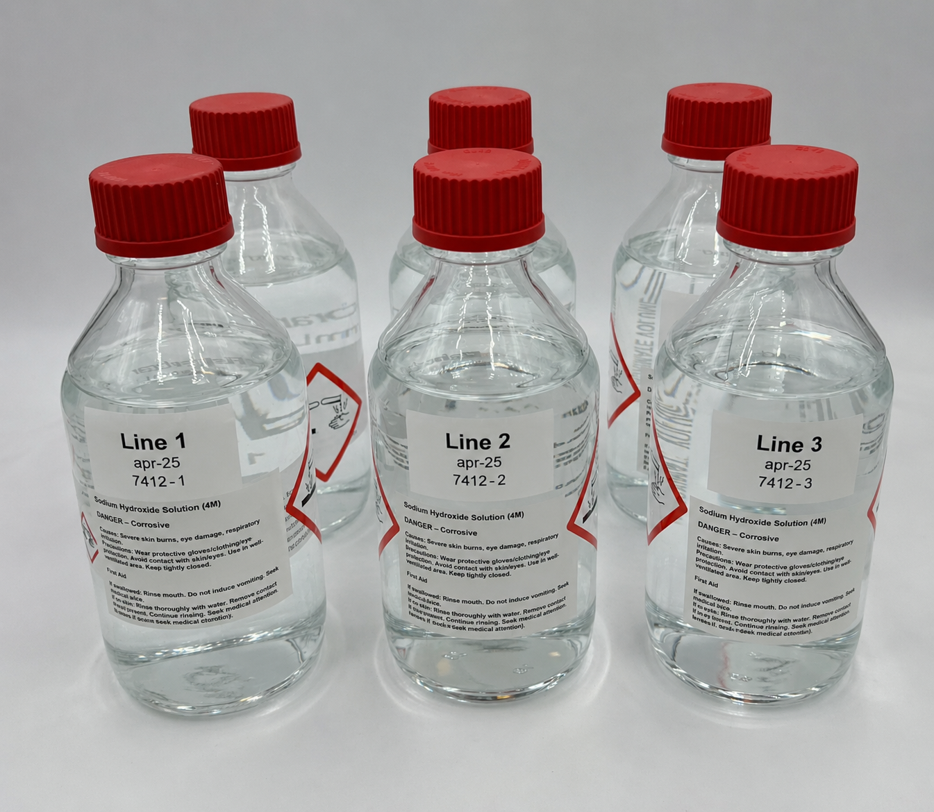 Pre-labelled bottles of carbonate-free 4M NaOH absorbent prepared by METLAB for shipment to a biogenic CO2 sampling campaign