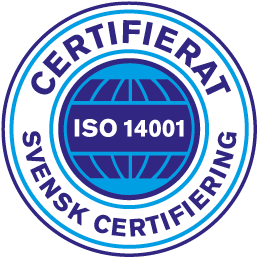 The Certified ISO 14001 mark from Svensk Certifiering
